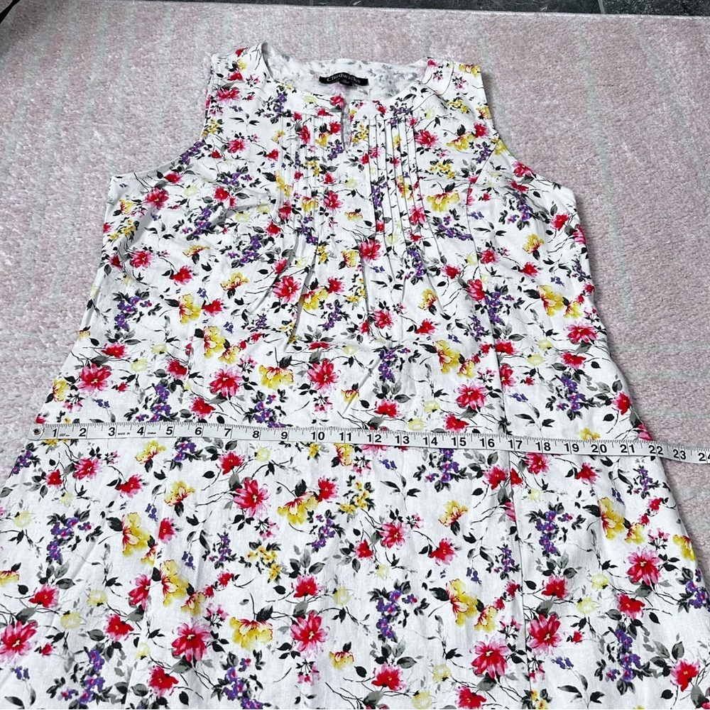 Chadwicks Floral Sleeveless Linen Blend Knee Length Dress Size 1X Summer Cruise - Picture 10 of 12